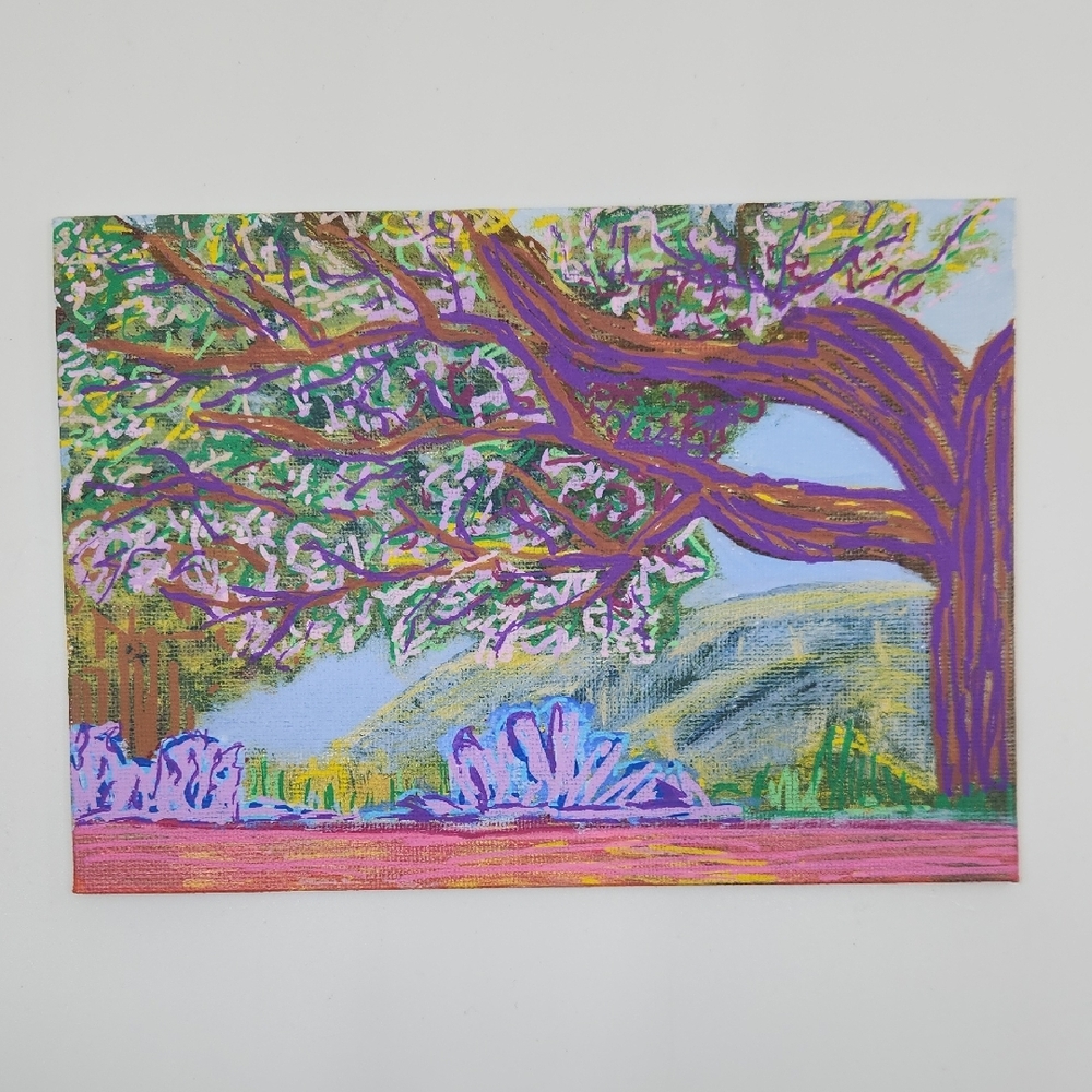 Hand Crafted Wall Art Purple Landscape Canvas Art - Picture 9 of 12